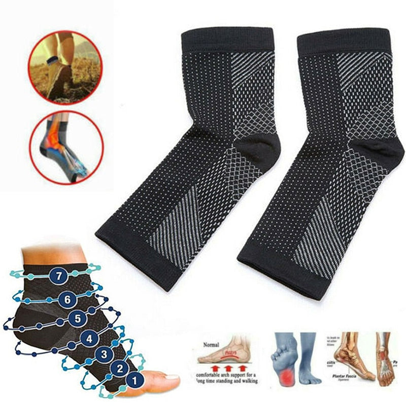 1 pair anti fatigue compression foot sleeve Ankle Support Running Cycle Basketball Sports Socks Outdoor Men Ankle Brace Sock