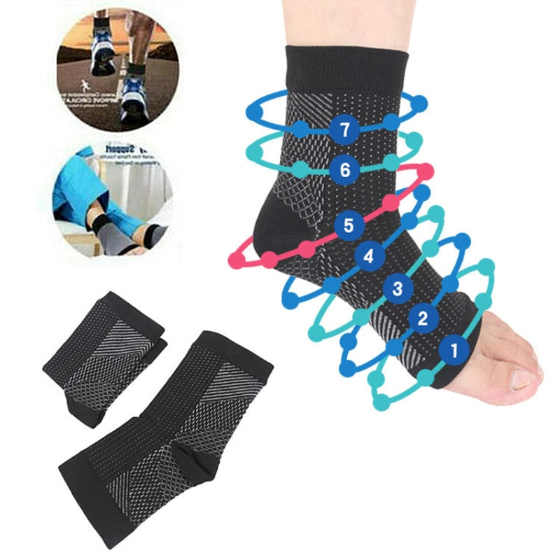 1 pair anti fatigue compression foot sleeve Ankle Support Running Cycle Basketball Sports Socks Outdoor Men Ankle Brace Sock
